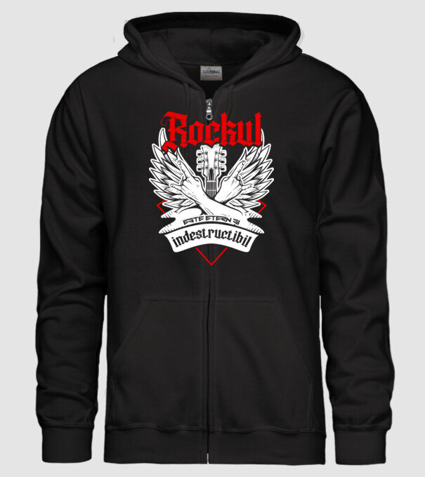 Rockul este etern și indestructibil model negru pe tricou