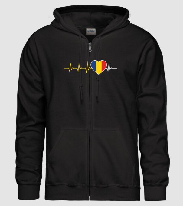 România heartbeat model negru pe tricou