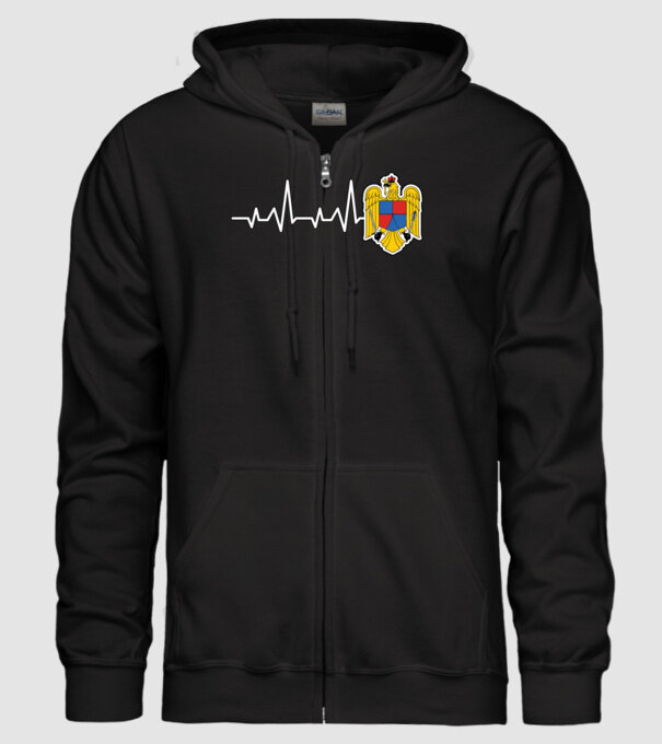 ROMANIA heartbeat model negru pe tricou