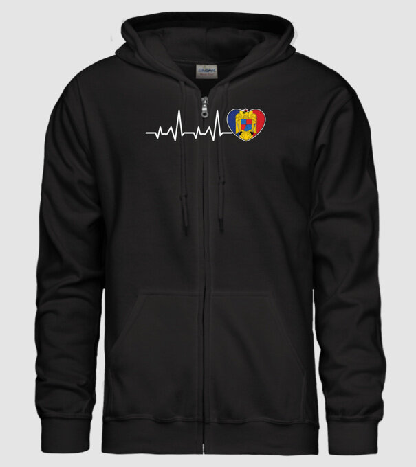 ROMANIA heartbeat model negru pe tricou