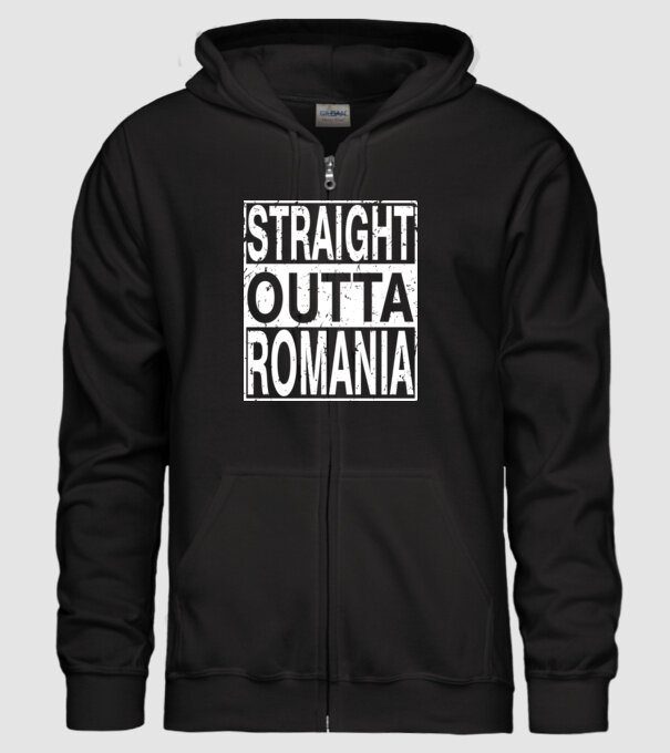 România straight outta model negru pe tricou