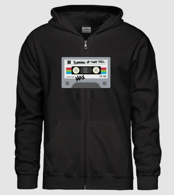 running up that hill casette model negru pe tricou