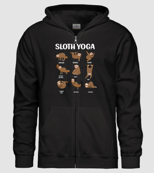 Sloth yoga model negru pe tricou