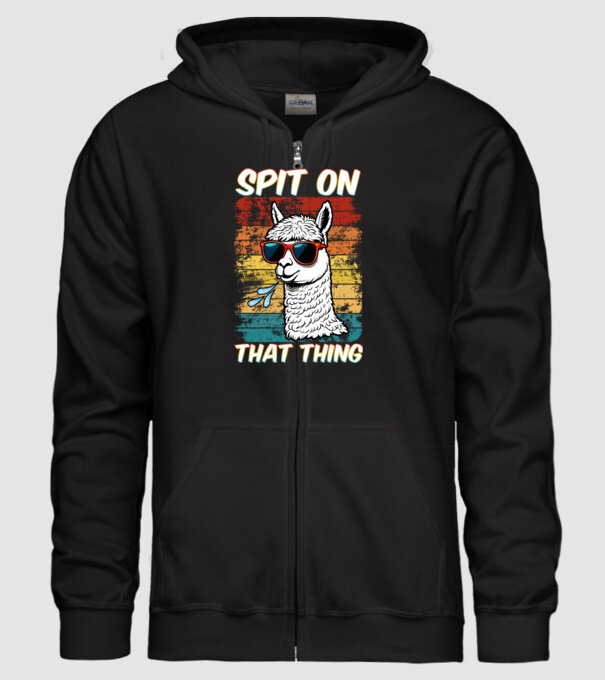 Spit on that thing llama rainbow Hawk Tuah model negru pe tricou