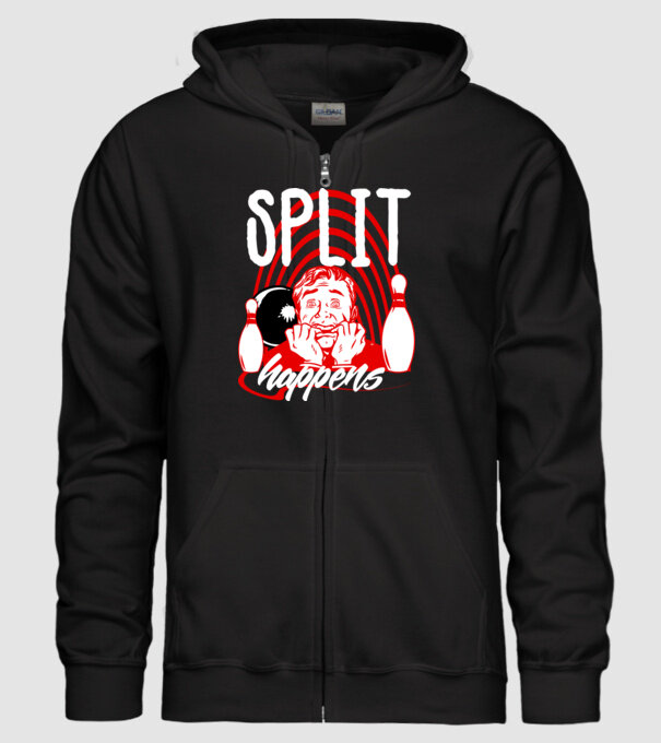 Split Happens model negru pe tricou