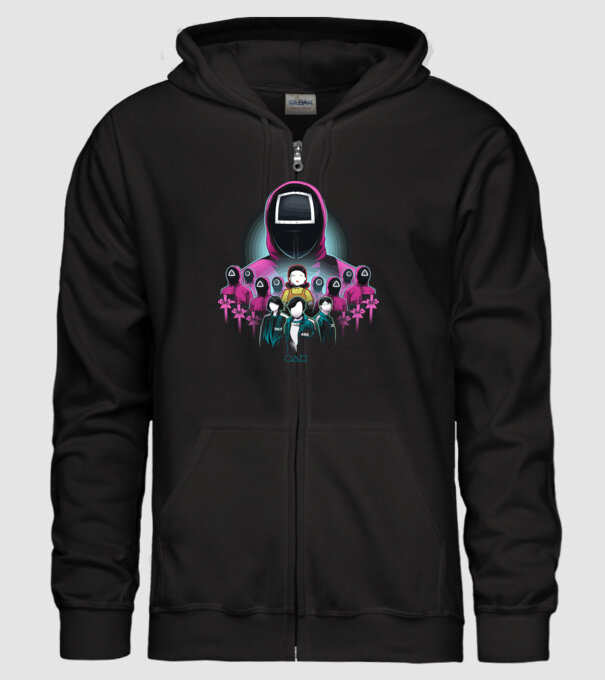 squid game crew model negru pe tricou