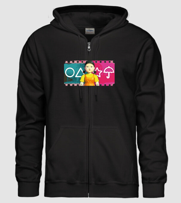squid game drawing model negru pe tricou