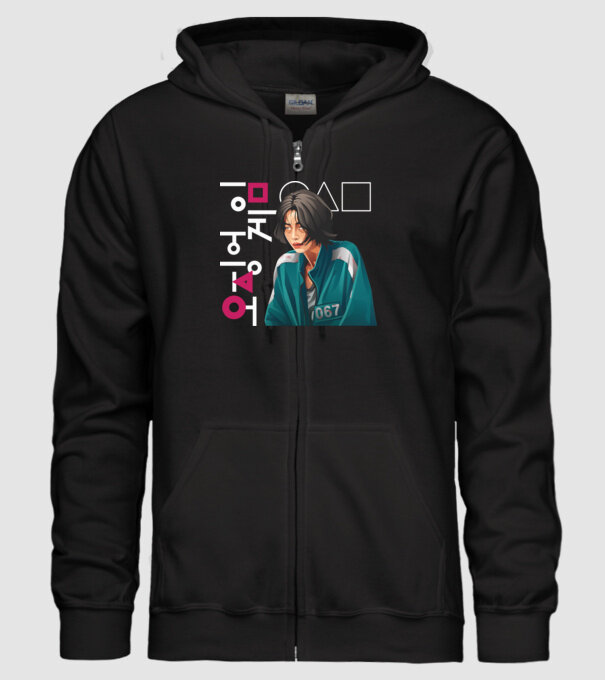 squid game player 067 model negru pe tricou
