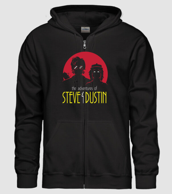 steve and dustin model negru pe tricou