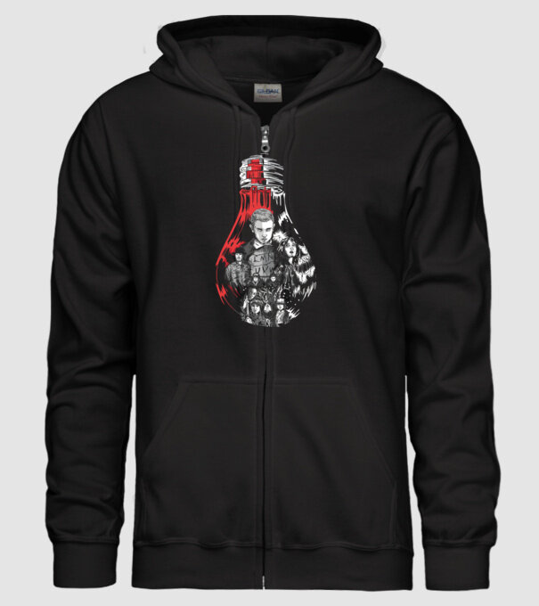 stranger things bulb model negru pe tricou