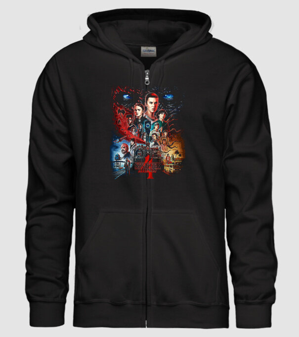 stranger things poster model negru pe tricou