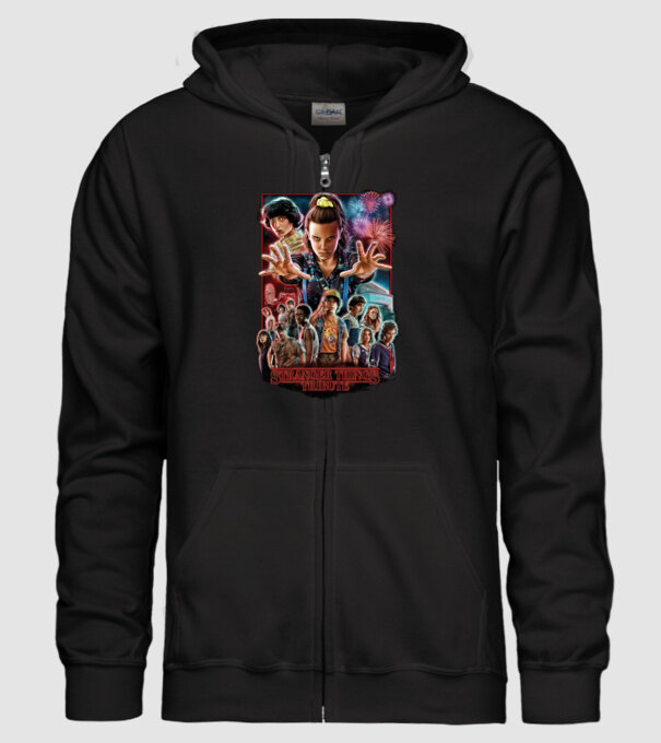 stranger things tribute poster model negru pe tricou