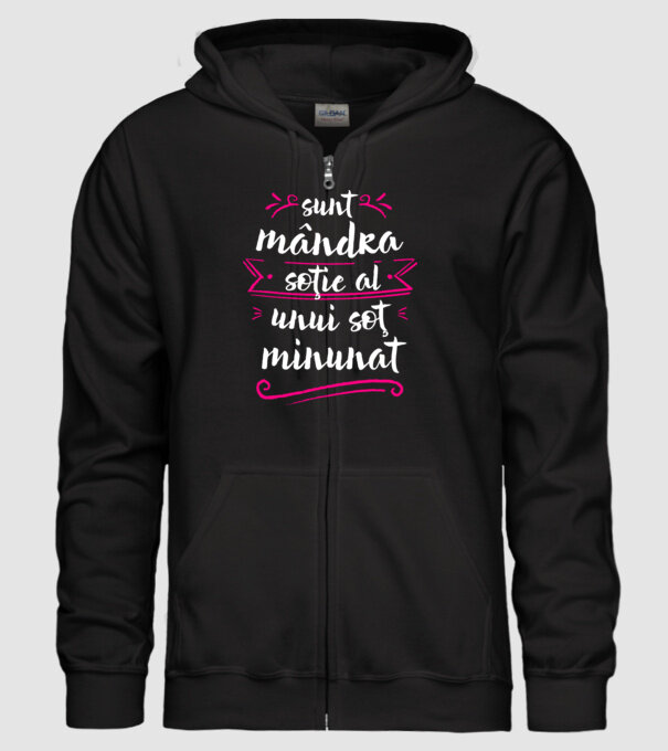 Sunt mândra soție a unui soț minunat model negru pe tricou