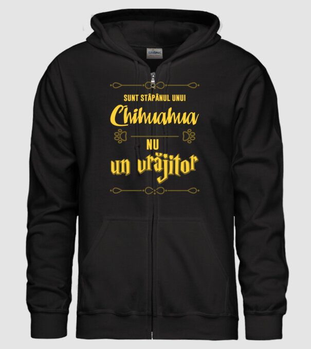 sunt stăpânul unui chihuahua, nu un vrăjitor model negru pe tricou