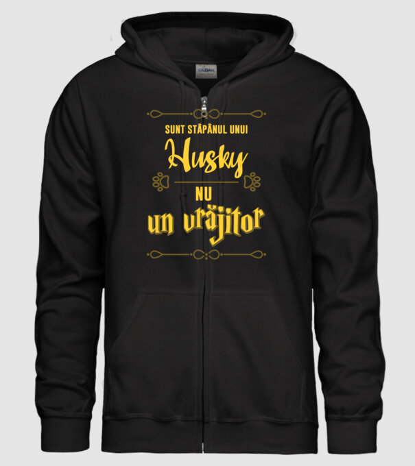 sunt stăpânul unui husky, nu un vrăjitor model negru pe tricou