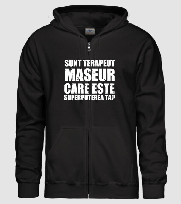 sunt terapeut de masaj, care este superputerea ta? model negru pe tricou