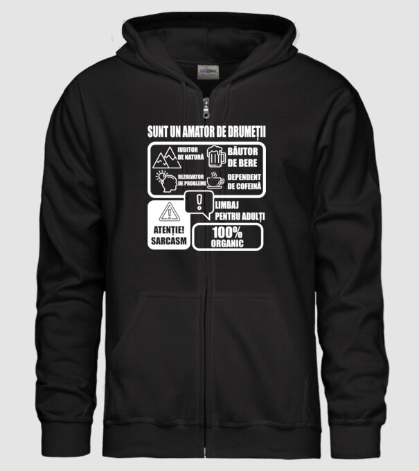sunt un amator de drumeții - iubitor de natură - rezolvator de probleme - băutor de bere - dependent de cofeină - limbaj pentru model negru pe tricou