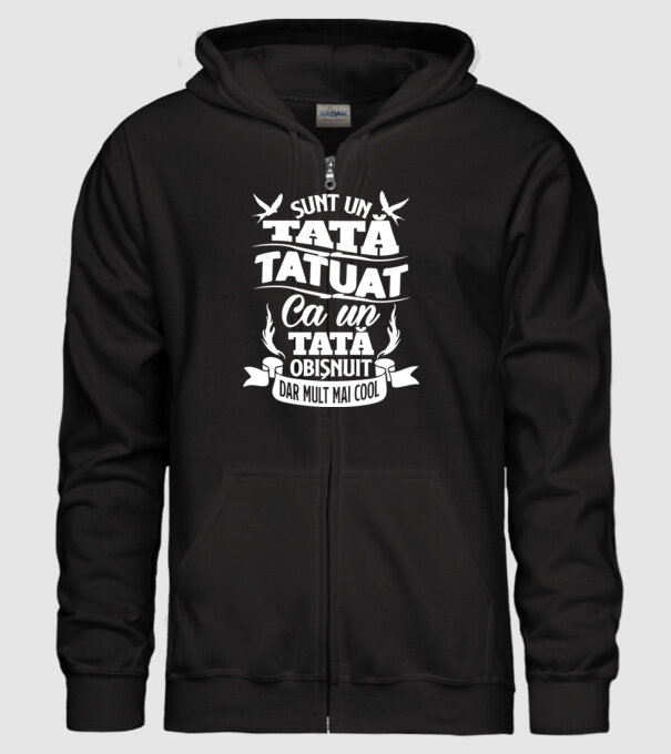 Sunt un tată tatuat, ca un tată normal, dar mult mai cool 02 model negru pe tricou