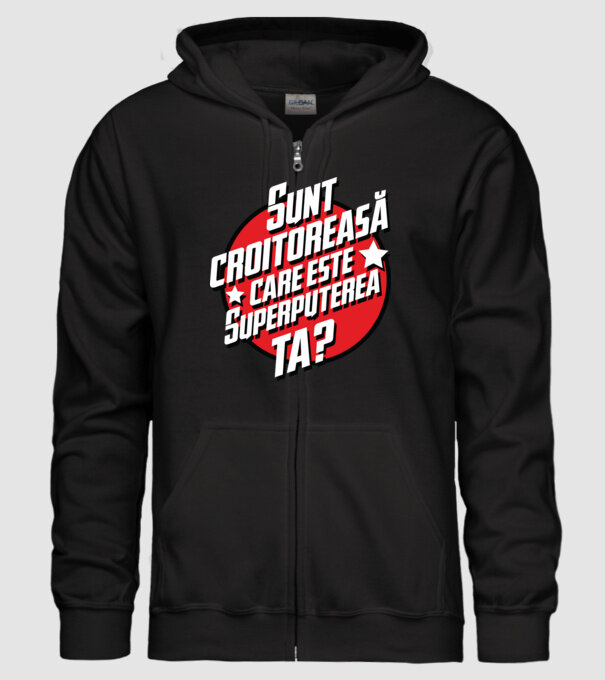 sunt croitoreasă, care este superputerea ta? model negru pe tricou