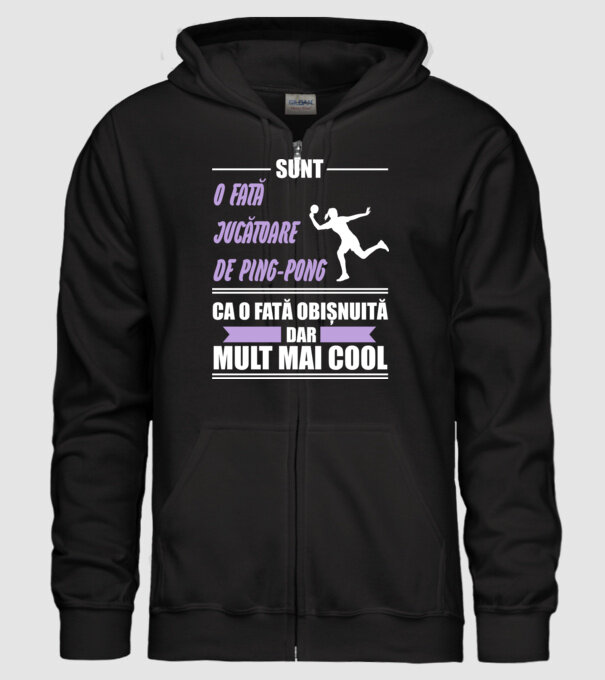 sunt o fată jucătoare de ping-pong, ca o fată obișnuită, dar mult mai cool model negru pe tricou