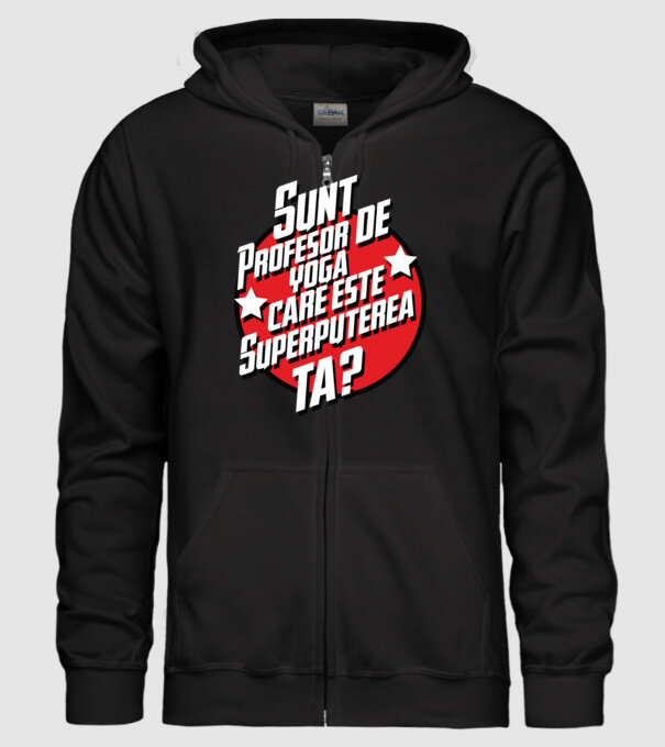 sunt profesor de yoga, care este superputerea ta? model negru pe tricou