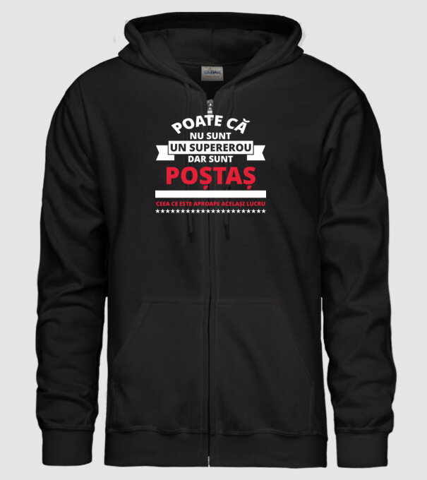 Supererou poştaş model negru pe tricou