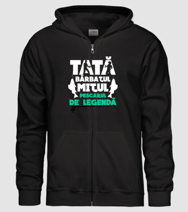 Tată - bărbatul, mitul, pescarul de legendă model negru pe tricou
