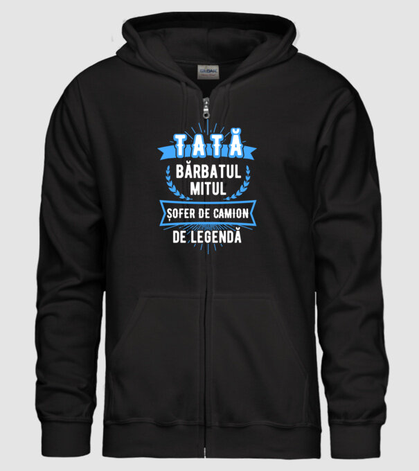 TATĂ - bărbatul, mitul, ȘOFER DE CAMION de legendă model negru pe tricou