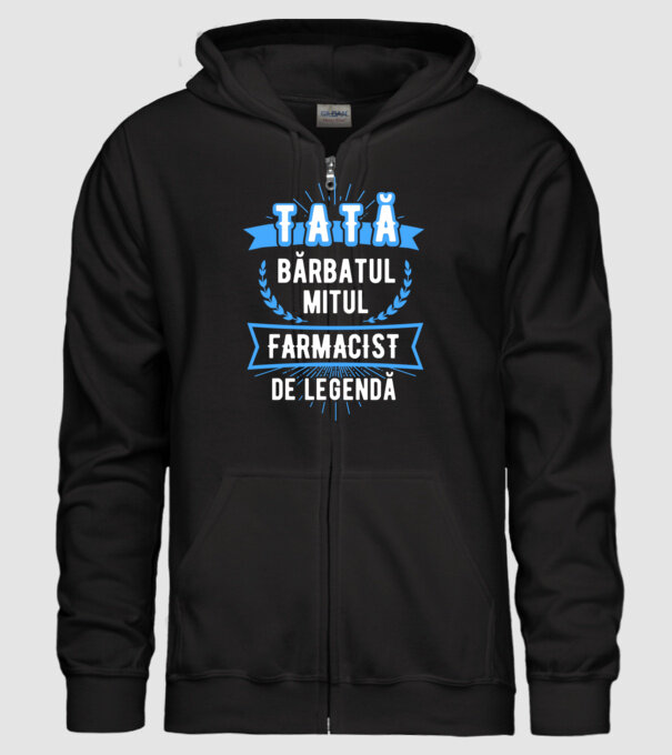 tată - bărbatul, mitul, FARMACIST de legendă model negru pe tricou