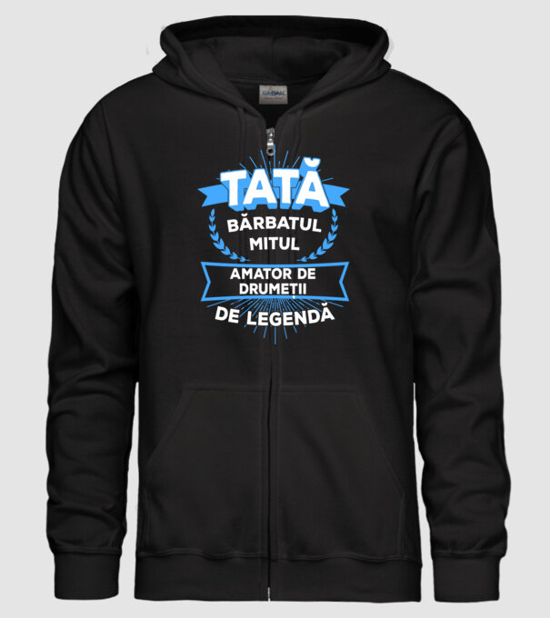 TATĂ - bărbatul, mitul, amator de drumeții de legendă model negru pe tricou