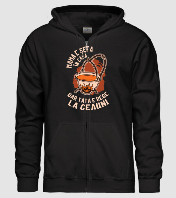 Mama e șefa în casă, dar tata e rege la ceaun! model negru pe tricou