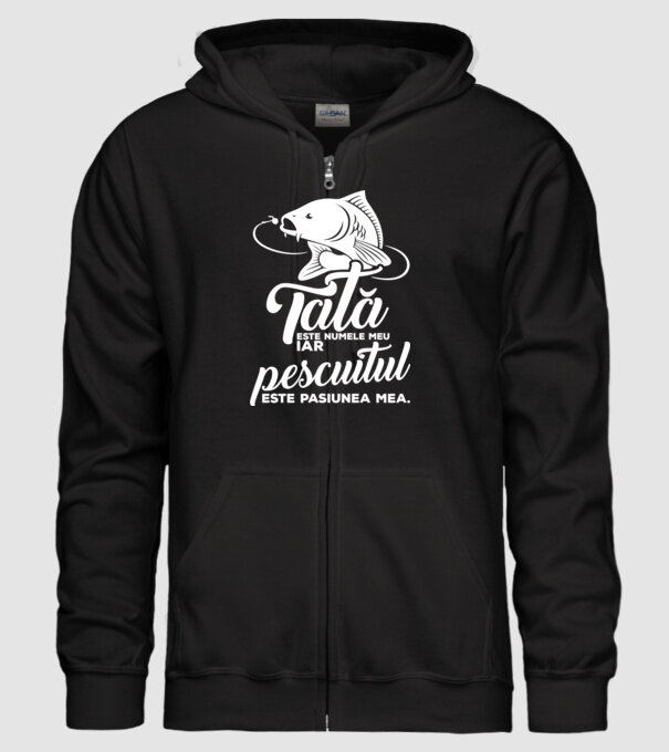 Tată este numele meu, iar pescuitul este pasiunea mea model negru pe tricou