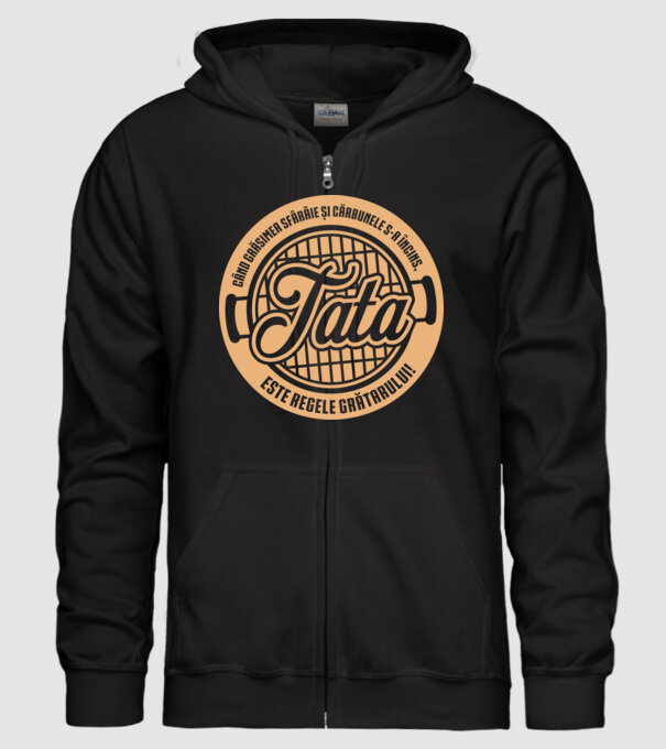 Când grăsimea sfârâie și cărbunele s-a încins, tata este regele grătarului! model negru pe tricou