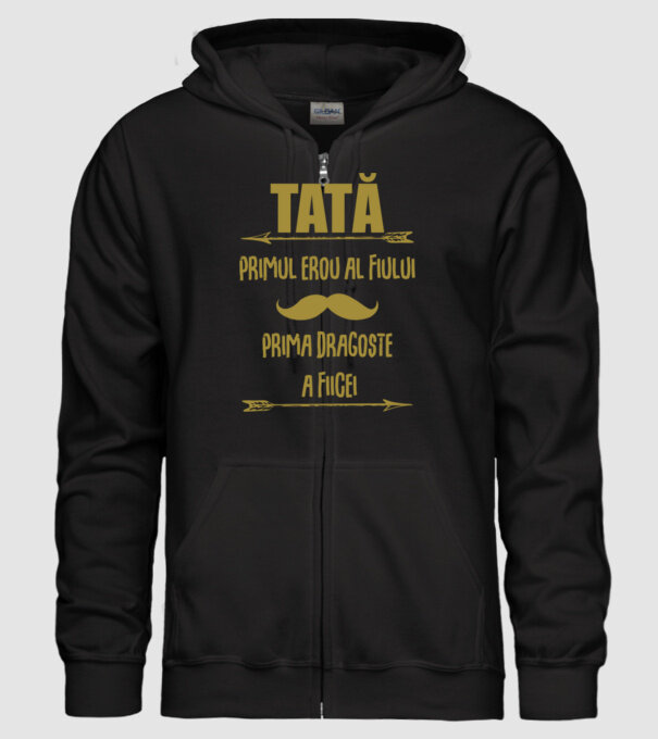 Tată - primul erou al fiului, prima dragoste a fiicei model negru pe tricou