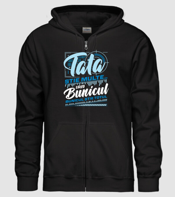Tata știe multe iar bunicul știe totul model negru pe tricou