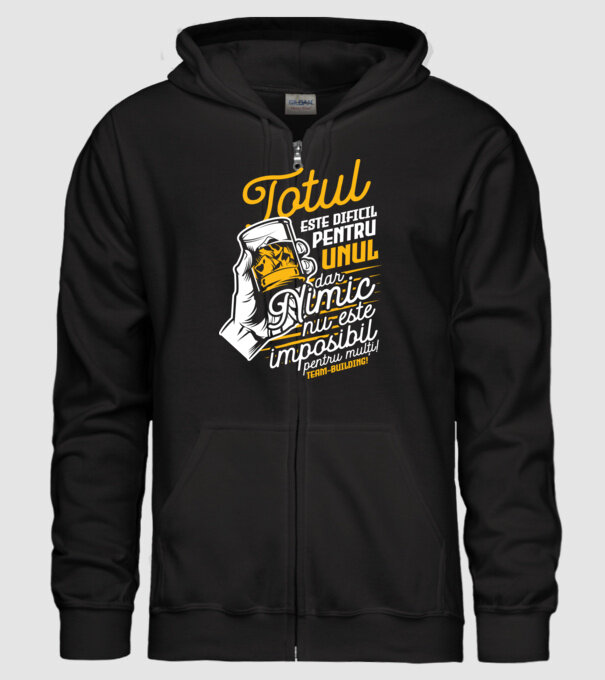 Totul este dificil pentru unul, dar nimic nu este imposibil pentru mulți! Team-building model negru pe tricou