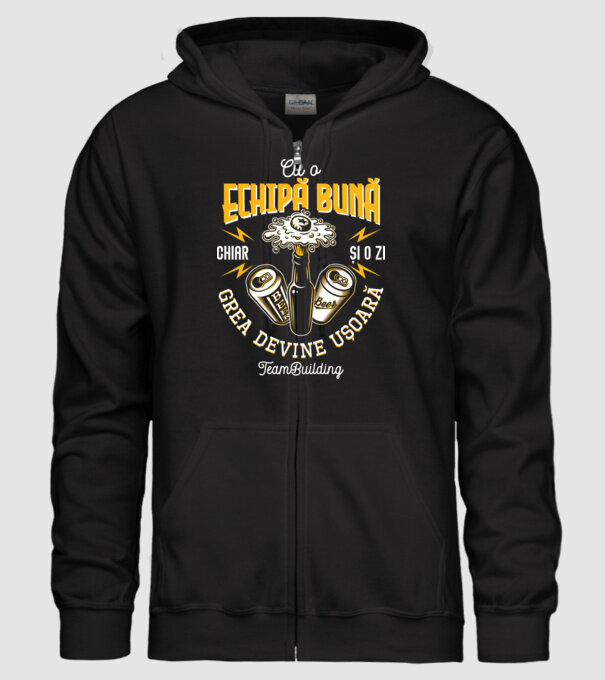 Cu o echipă bună, chiar și o zi grea devine ușoară - team building model negru pe tricou