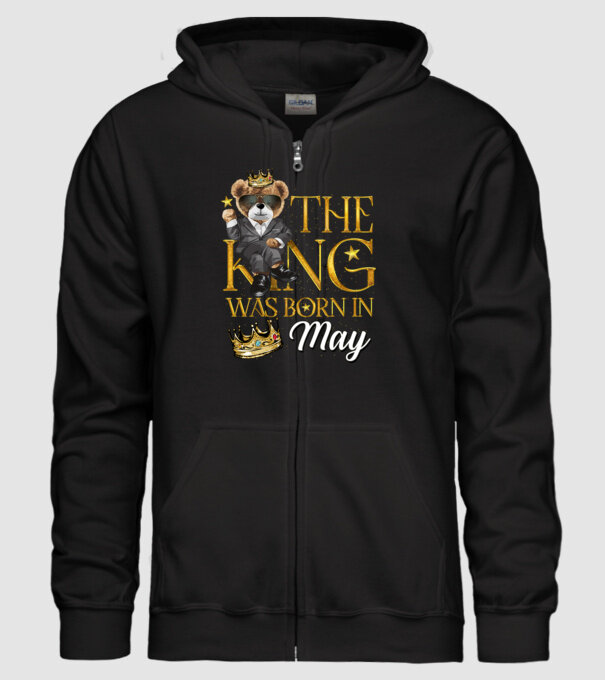 The king was born int MAY model negru pe tricou