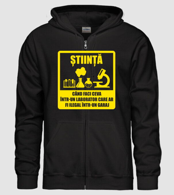 știință: când faci ceva într-un laborator care ar fi ilegal într-un garaj model negru pe tricou