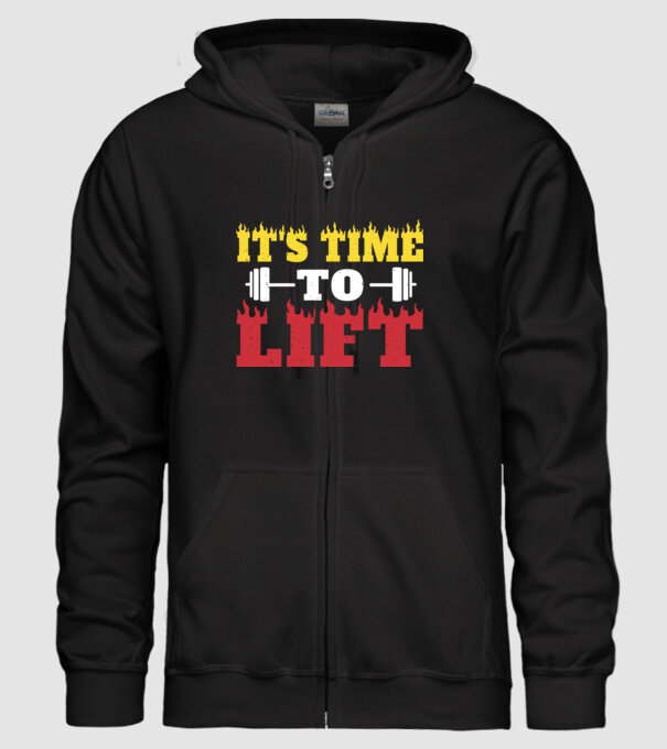 Time to lift model negru pe tricou