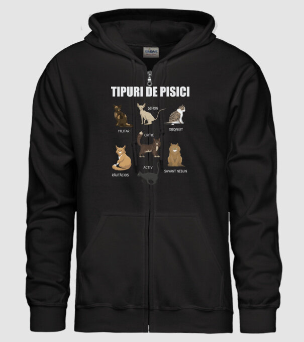 Tipuri de pisici model negru pe tricou