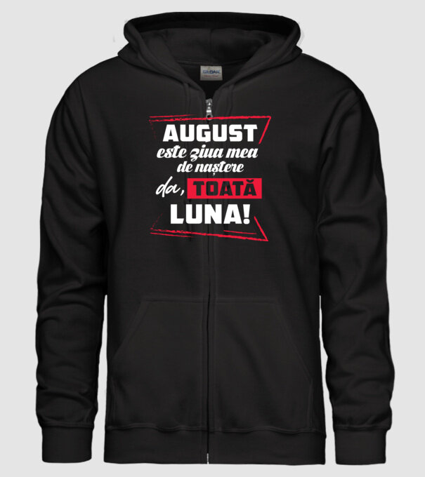 Toată luna AUGUST model negru pe tricou