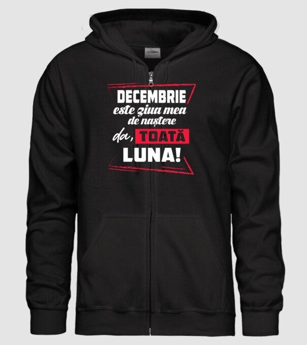 Toată luna DECEMBRIE model negru pe tricou