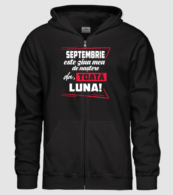 Toată luna SEPTEMBRIE model negru pe tricou