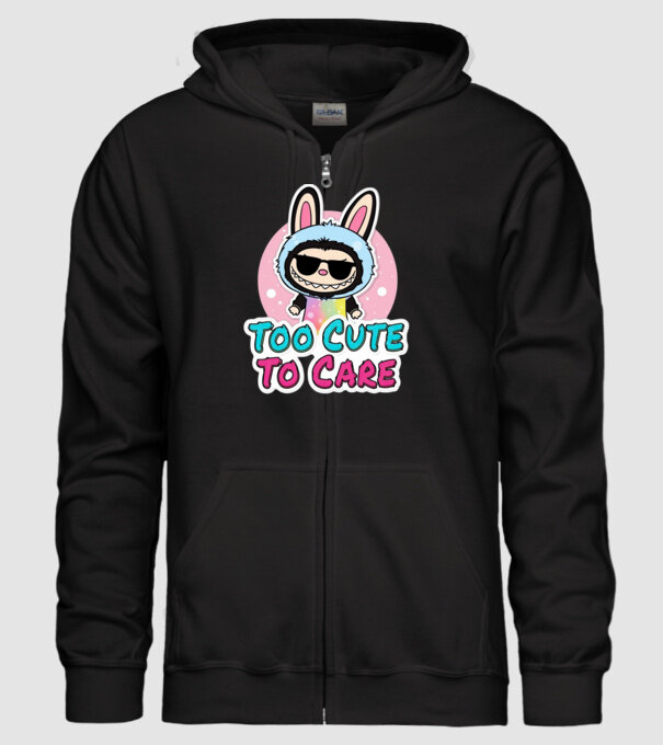 Too cute to care model negru pe tricou