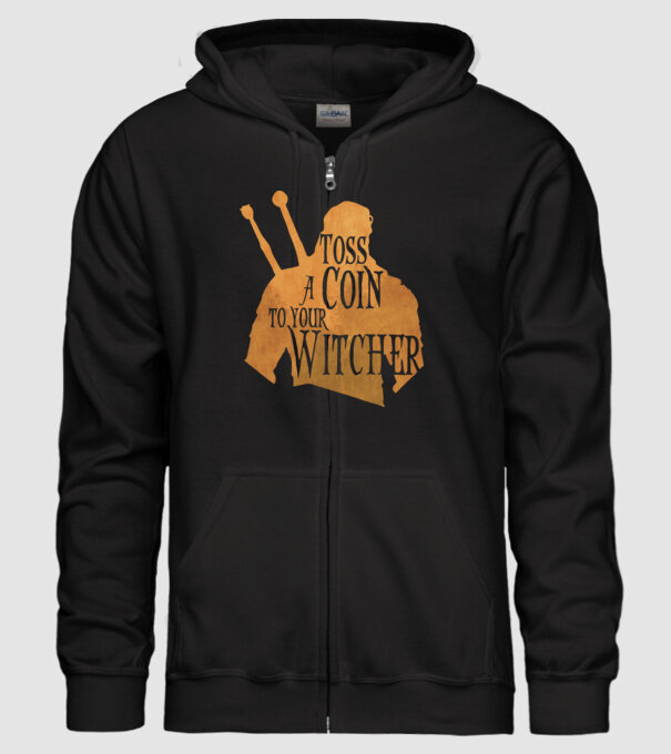 Toss a Coin to your Witcher model negru pe tricou