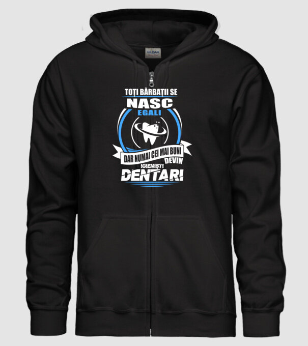 Toți bărbații se nasc egali igieniști dentari model negru pe tricou