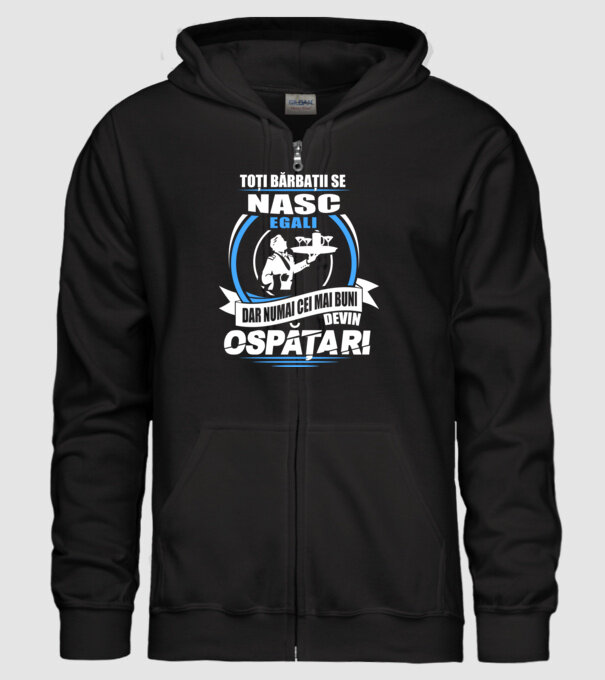 Toți bărbații se nasc egali ospătari model negru pe tricou