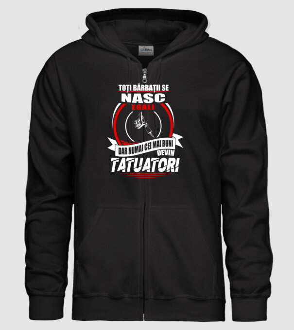 Toți bărbații se nasc egali tatuatori model negru pe tricou