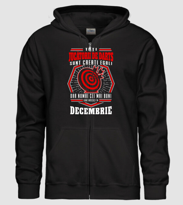 Toți jucătorii de darts sunt creați egali, dar numai cei mai buni sunt născuți în decembrie. model negru pe tricou